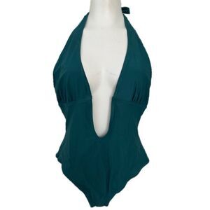 Minkpink Women's Deep Plunging One Piece Halter Tie Backless Swimsuit Kini M